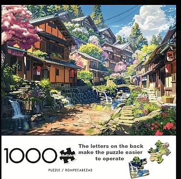 aile sekilleri: 1000 parçalı “Buffalo” pazl – Yapon kənd mənzərəsi - Mövzu — 1