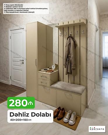 dolab skaf: Dəhliz dolabı – 40×200×160 sm Komplekt: - Asılqan paneli və yuxarı — 1