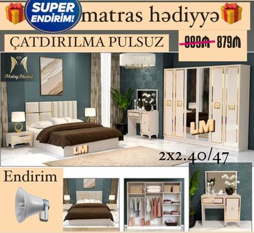 Столы и стулья: *Yataq dəsti* *Sifarişlə və yeni* Qiymət : *879₼* Dəstə daxildir