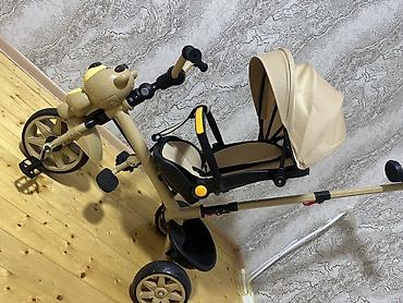Uşaq dünyası: Uşaq üçtəkərli velosipedi – bej rəng, ayıları xatırladan ön panel — 2