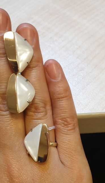 самовар серьги: Комплект серьги и кольцо серебро позолоченное новые, размер кольца
