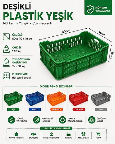 Digər mağaza avadanlığı: Plastik yeşik(tara,sebet,yesik,qutu) istehsalı. ölçülər 60/40/10sm -da lalafo.az — 6 Digər mağaza avadanlığı: Plastik yeşik(tara,sebet,yesik,qutu) istehsalı. ölçülər 60/40/10sm — 6