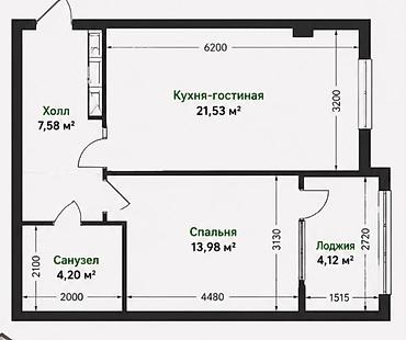 2 комнаты, 52 м², АЮ Гранд Элитка, 9 этаж, ПСО (под самоотделку)