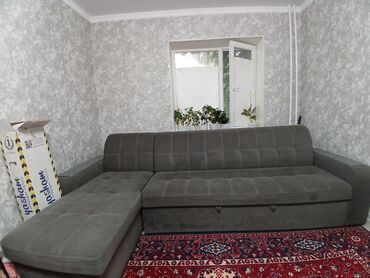 диван уголок мягкая мебель: Угловой диван, цвет - Серый, Б/у
