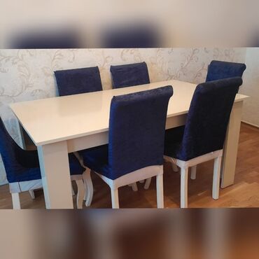 embawood masalar: Qonaq otağı üçün, İşlənmiş, Dördbucaq masa, 6 stul