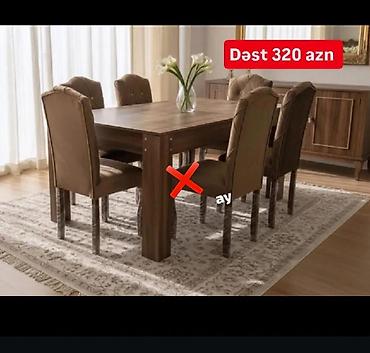 stol dəsdi: Yemək otağı üçün masa–stul dəsti - Dəst: 1 ədəd düzbucaqlı yemək — 1