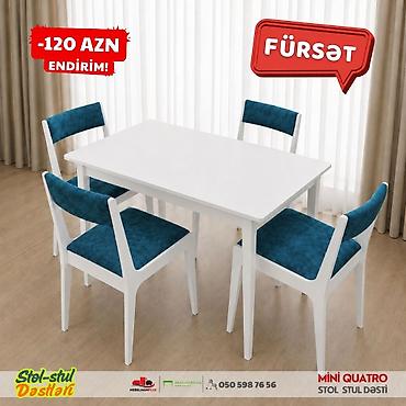 Masalar və oturacaqlar: Mətbəx üçün, Yeni, Açılmayan, Dördbucaq masa, 4 stul — 2