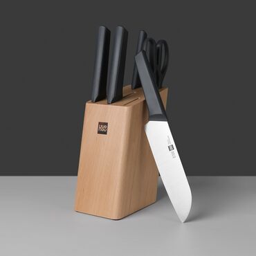 нож для мясо: Набор ножей HuoHou HU0057 с деревянной подставкой В набор HuoHou