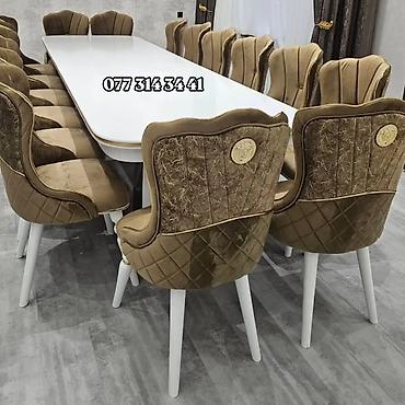 Ev və bağ: Zövqlü və iri ölçülü yemək masası dəsti. Dəstə uzun düzbucaqlı formalı — 3