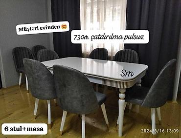 Masa və oturacaq dəstləri: Mətbəx üçün, Yeni, Açılmayan, Dördbucaq masa, 4 stul — 32