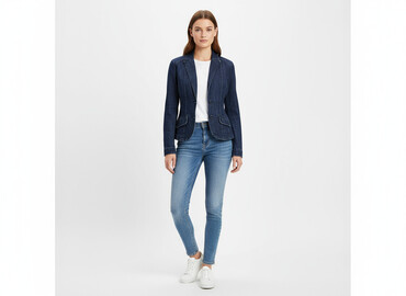 marynarką i jeansy damskie: Bershka, Women`s jeans jacket, size L