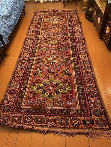 qedimi xalca alan: Qədimi üslublu əl toxuması xalça (uzun lövhə/ranner) - Material — 1