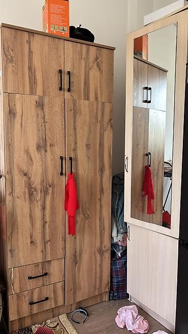 standing mirror: Шкаф для одежды из ЛДСП с текстурой «дуб» - Конфигурация — 1