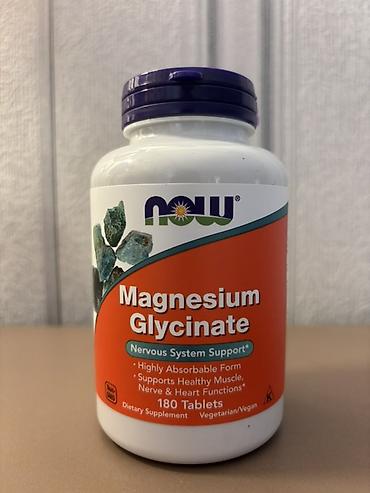 magnesium tablet: Məhsul: NOW Magnesium Glycinate – 180 tablet Xüsusiyyətlər: - Sinir — 1