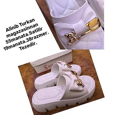 Basanoşka və səndəllər: Ağ rəngli qadın şlapesi/sandaleti - Brend: BYN (qutu üzərində — 1
