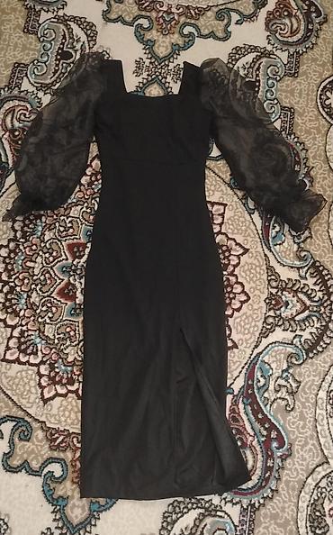 ucuz paltolar: Qara rəngli zərif don - Model: dar kəsimli midi - Yaxa: kvadrat - Qol — 1