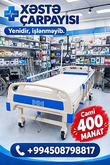 Xəstə çarpayısı – yenidir, işlənməyib. - Mexaniki tənzimləmə: ayaq və