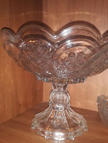 bud dibi qiymeti: Şüşə ayaqlı meyvə/qənnadı vazı - Material: qalın, şəffaf şüşə - — 2