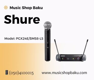 Mikrofonlar: Shure mikrofon Model: PGX24E/SM58-L5 🚚Çatdırılma xidməti mövcuddur