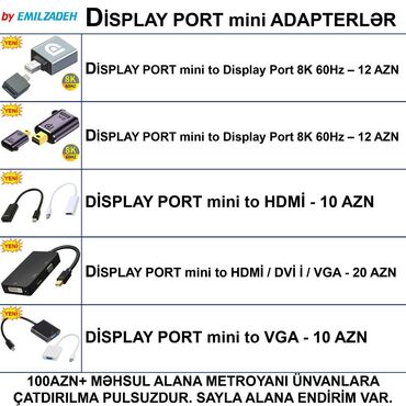 Termopasta: DisplayPort mini adapterlər 🚚Metrolara və ünvana çatdırılma var