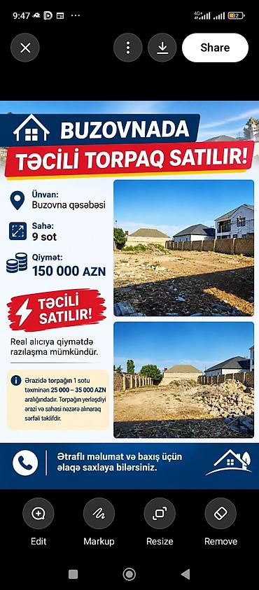 9 sot, Tikinti, Mülkiyyətçi lalafo.az -da 9 sot, Tikinti, Mülkiyyətçi