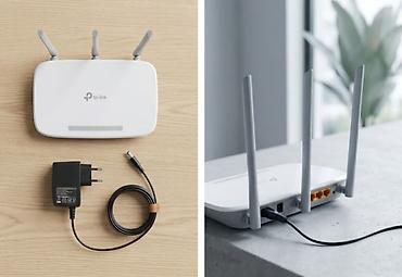 oyun manitoru: TP-Link Wi‑Fi router • Model: TP-Link (üç ədəd xarici antenalı ağ — 2