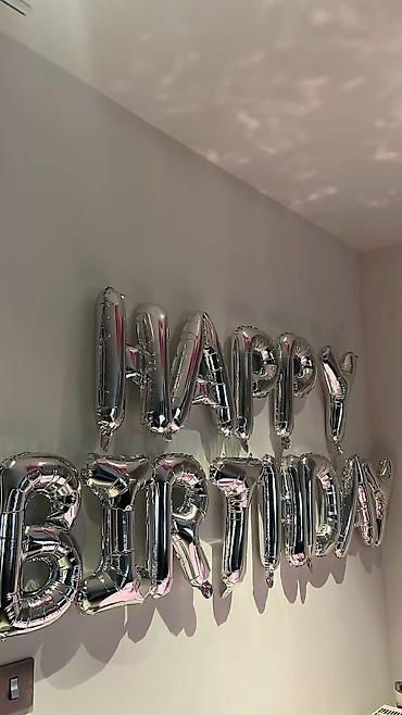 трубочки: Набор фольгированных шаров-букв “HAPPY BIRTHDAY” - Цвет: серебристый — 1