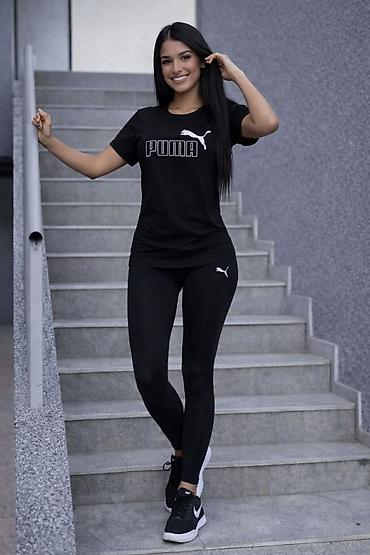 bez helanke: Puma ženski sportski komplet – majica i helanke - Boja: crna sa belim — 1