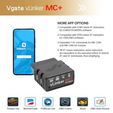 Alati za automobile: Vgate vLinker MC + V2.2 Bluetooth 4.0 OBD2 BimmerCode FORScan Auto — 6