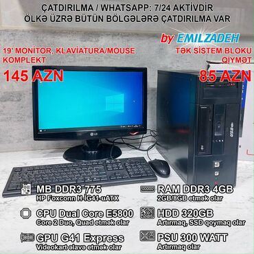 Masaüstü kompüterlər və iş stansiyaları: Masaüstü Kompüter "G41 DDR3/Dual Core E5800 3,20Ghz/4GB Ram/320GB HDD"