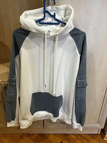 3xl: Unisex kapüşonlu svitşot teze kımı 15 m - Rəng: ağ gövdə — 3