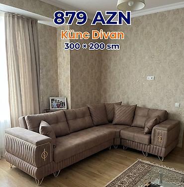 Divanlar: Künc Divan – 260 × 160 sm - Modellər: boz, açıq bej, qırmızı və digər — 20