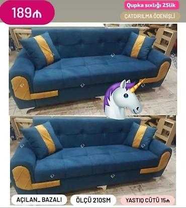 divan usdukleri: Məhsul: Açılan, bazalı divan - Rəng: Tünd mavi gövdə, xardal-sarı — 1