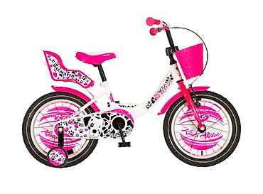 metro obuca decije baletanke: Bicikl kids Visitor Dalmatian 16" 8" V-brake + kontra, belo/roze — 2