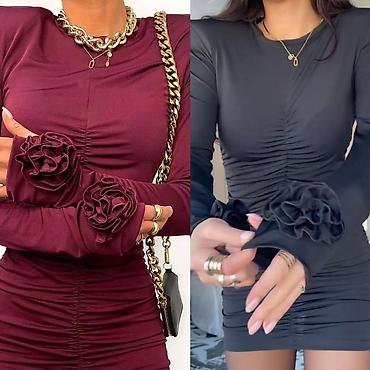 Haljine: Haljine vise modela sa elastinom. Bez,crna,borda,roza,puder — 13