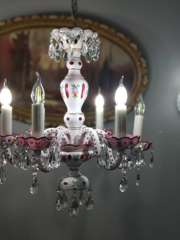 Qədimi çil çıraq (lust) 6 şamdamla Bohemia crystal Cexoslovakiyanin