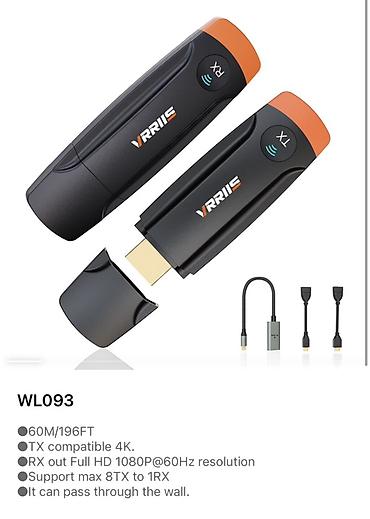 hdmi kabeli: Kabelsiz HDMI həlləri – VRRIIIS WL093 və WL094 WL093 - 60 m/196 ft — 3