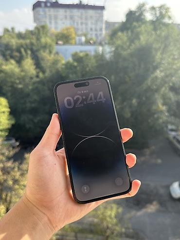 Уюлдук телефондор жана аксессуарлар: IPhone 14 Pro Max, Колдонулган, 128 ГБ, Black Titanium, Коргоочу айнек, Куту, 74 % — 2