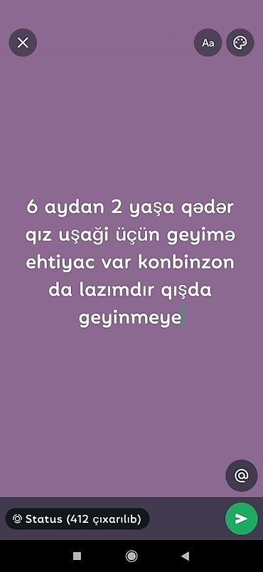 6 aydan 2 yaş arası Qız uşagina Qış uçun geyim ve konbinzon kurtkaya