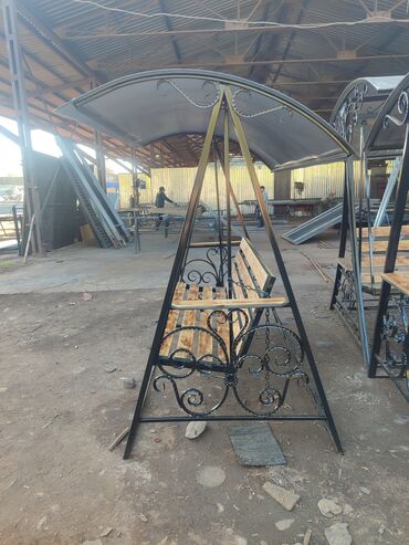 Садовые качели: Садовые качели Металл, Со спинкой, С крышей — 12