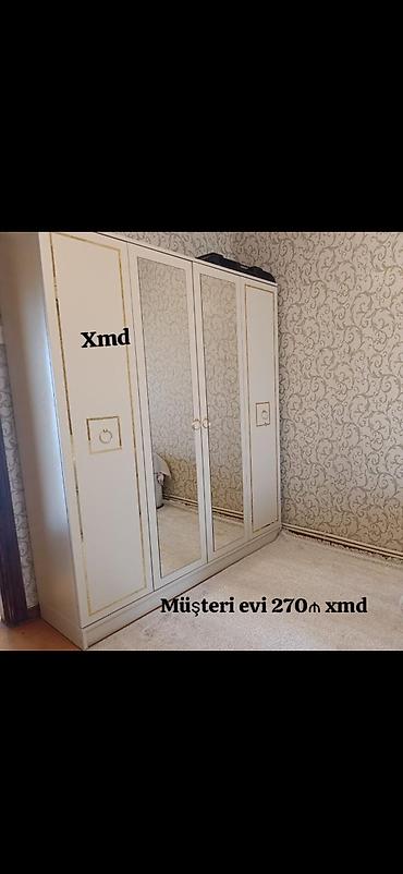 lövhe: Üçgözü güzgülü paltar şkafı - Ölçü: 160 × 200 × 47 sm (şəkildə qeyd — 1