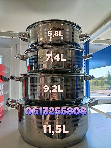 Set inox šerpi Excellent Line – 4 veličine - Kapaciteti: 5,8 L, 7,4