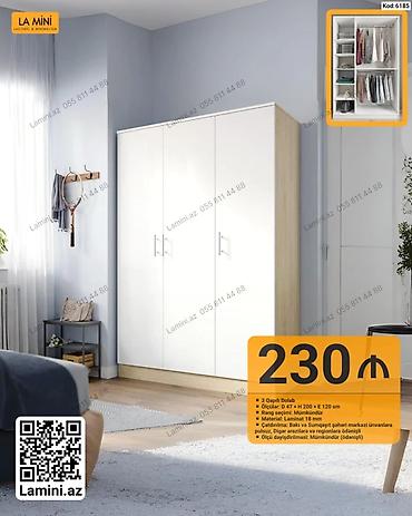 aksa generator: 3 qapılı dolab – minimalist və funksional dizaynlı geyim şkafı — 1