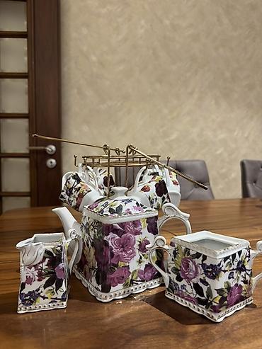 çay servisi: Çay dəsti, rəng - Bənövşəyi, Farfor, 6 nəfərlik — 7