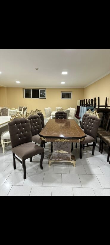 Masa və oturacaq dəstləri: Qonaq otağı üçün, Yeni, Açılmayan, Dördbucaq masa, 6 stul — 17