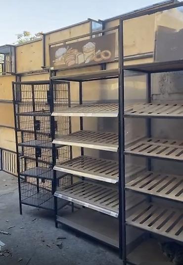 taxta rəf: Mağaza üçün çörək və qənnadı vitrin rəfləri - Metal karkaslı, möhkəm — 1