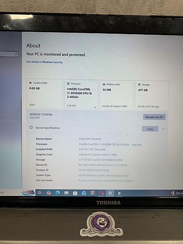 lenovo core i7: Toshiba noutbuk - Ekran: 15.6" - Prosessor: Intel Core i7-3630QM — 4