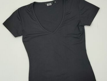 czarne t shirty w serek damskie: T-shirt, M, stan - Dobry