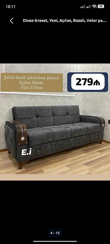 küc divan: Divan‑kravat – açılan, bazalı model - Ölçü: 210 sm - Mexanizm: rahat — 1