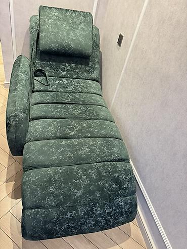 mebel materialı: Rahatlama üçün şezlonq/kreslo - Rəng: tünd yaşıl, məxməri effektli — 2